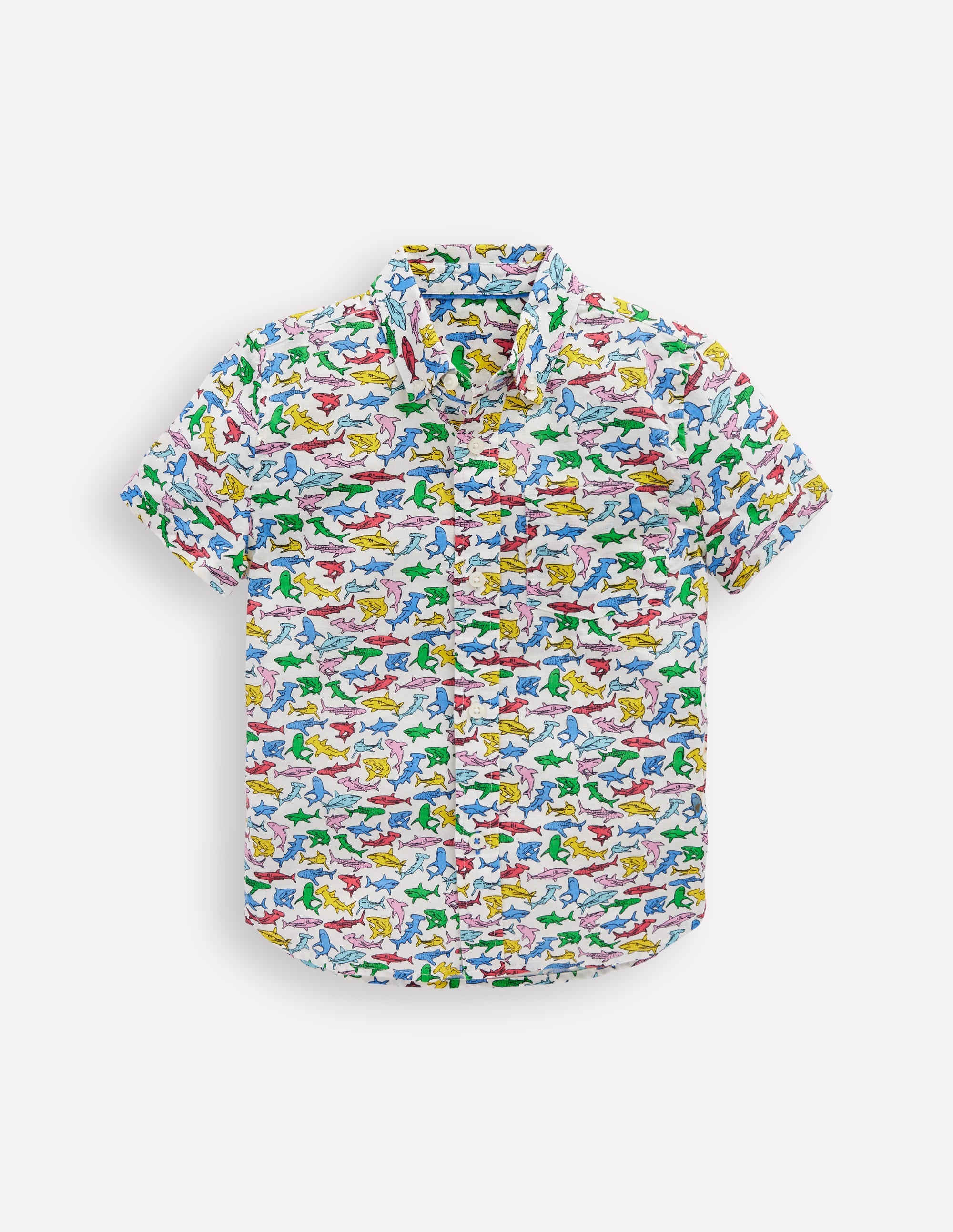 Cotton Linen Shirt-Multi Sharks - Image 1