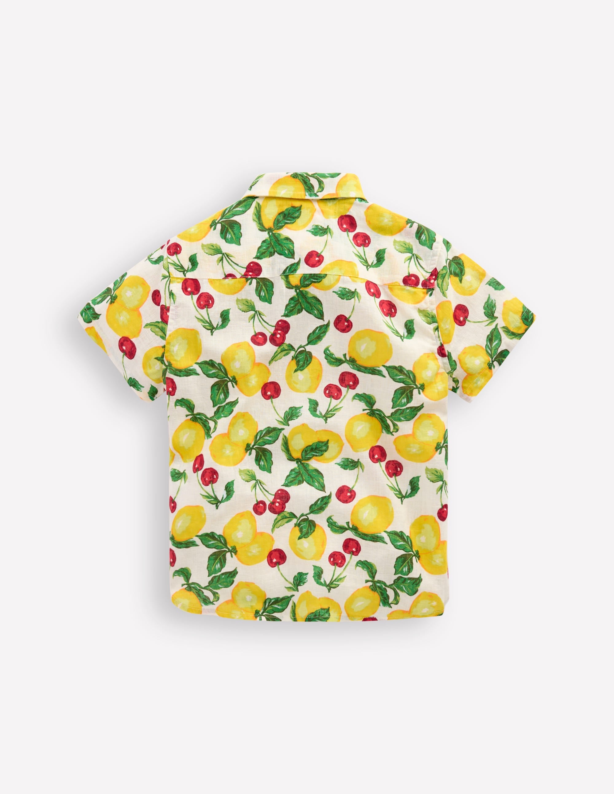 Cotton Linen Shirt-Soft Ivory Lemons and Cherries - Image 2