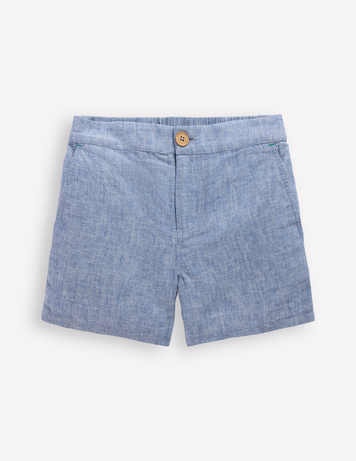 Cotton Linen Shorts-Chambray