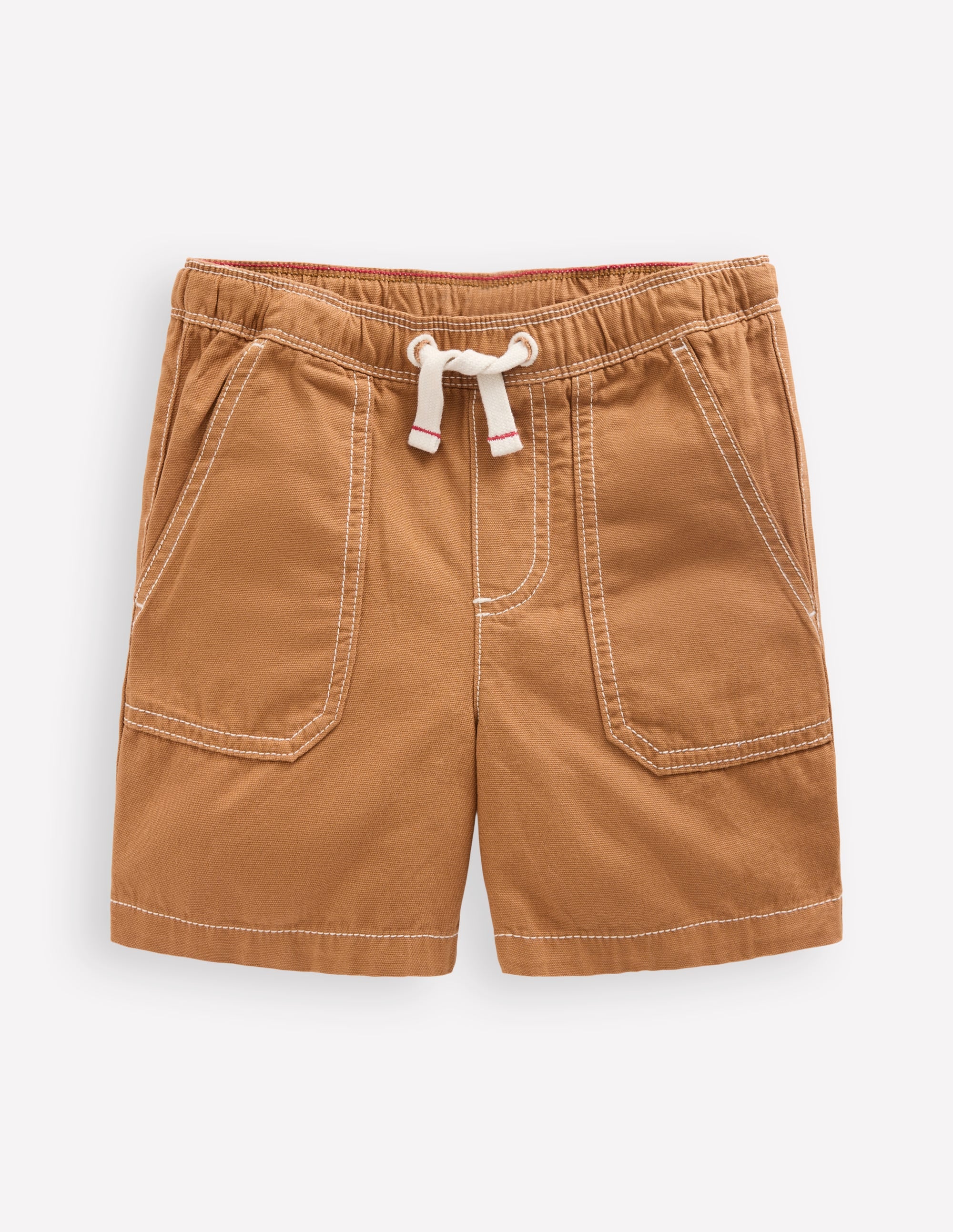 Pull-On Cotton Shorts-Butterscotch Brown - Image 1