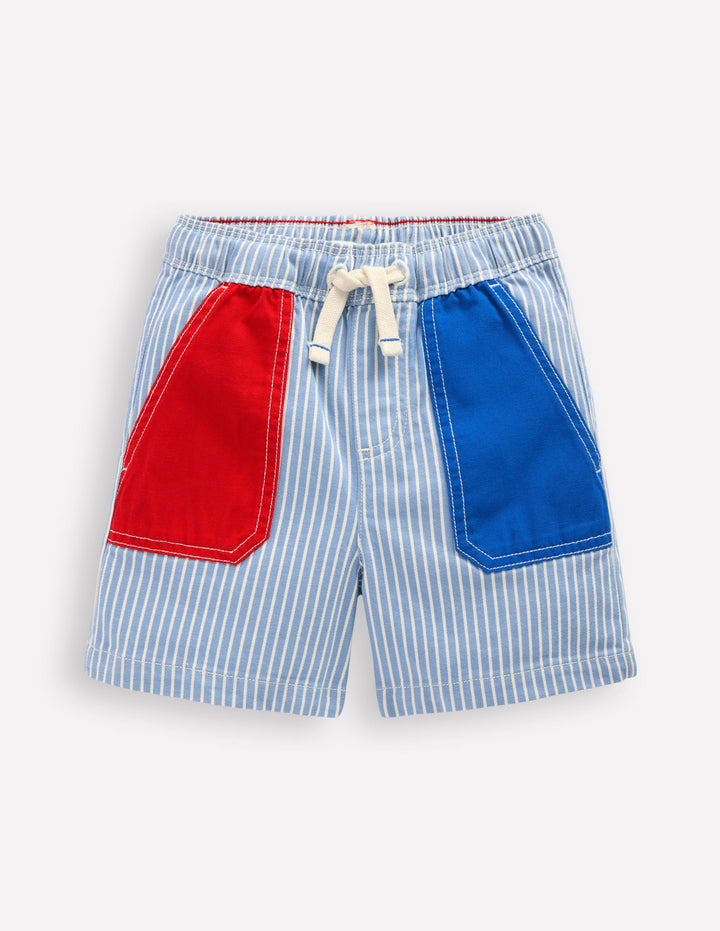 Pull-On Cotton Shorts-Hotchpotch Ticking