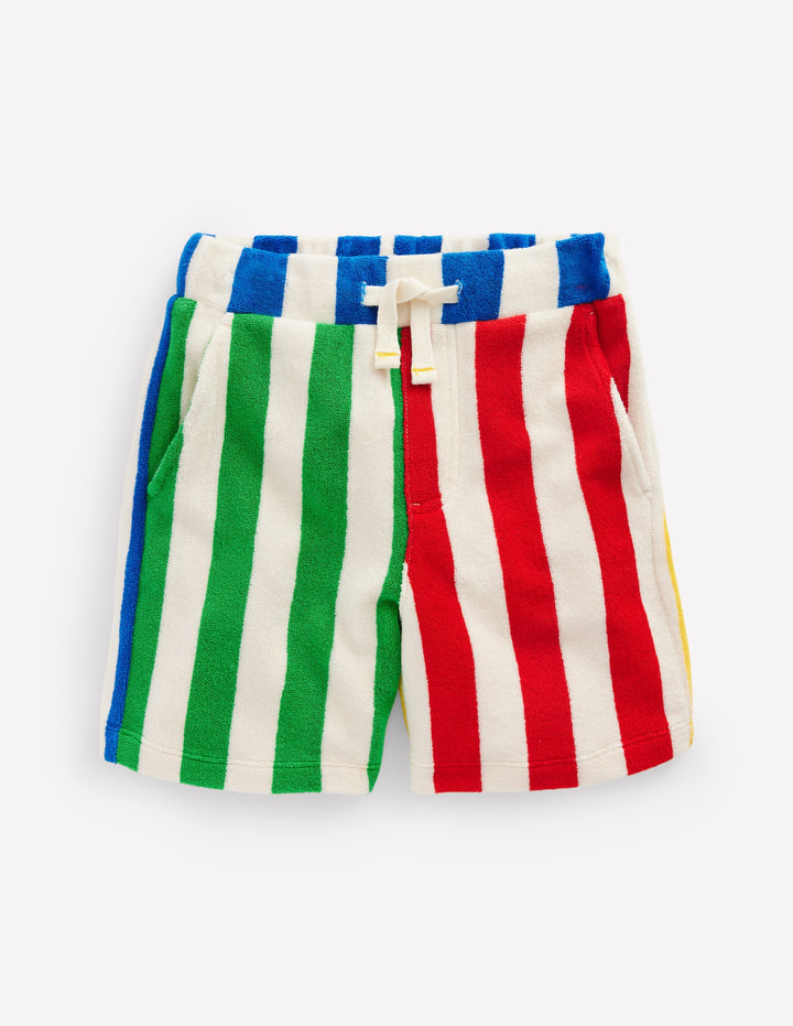 Towelling Shorts-Fiesta and Directoire Stripe
