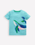 Chain Stitch T-Shirt-Caribbean Blue Whale