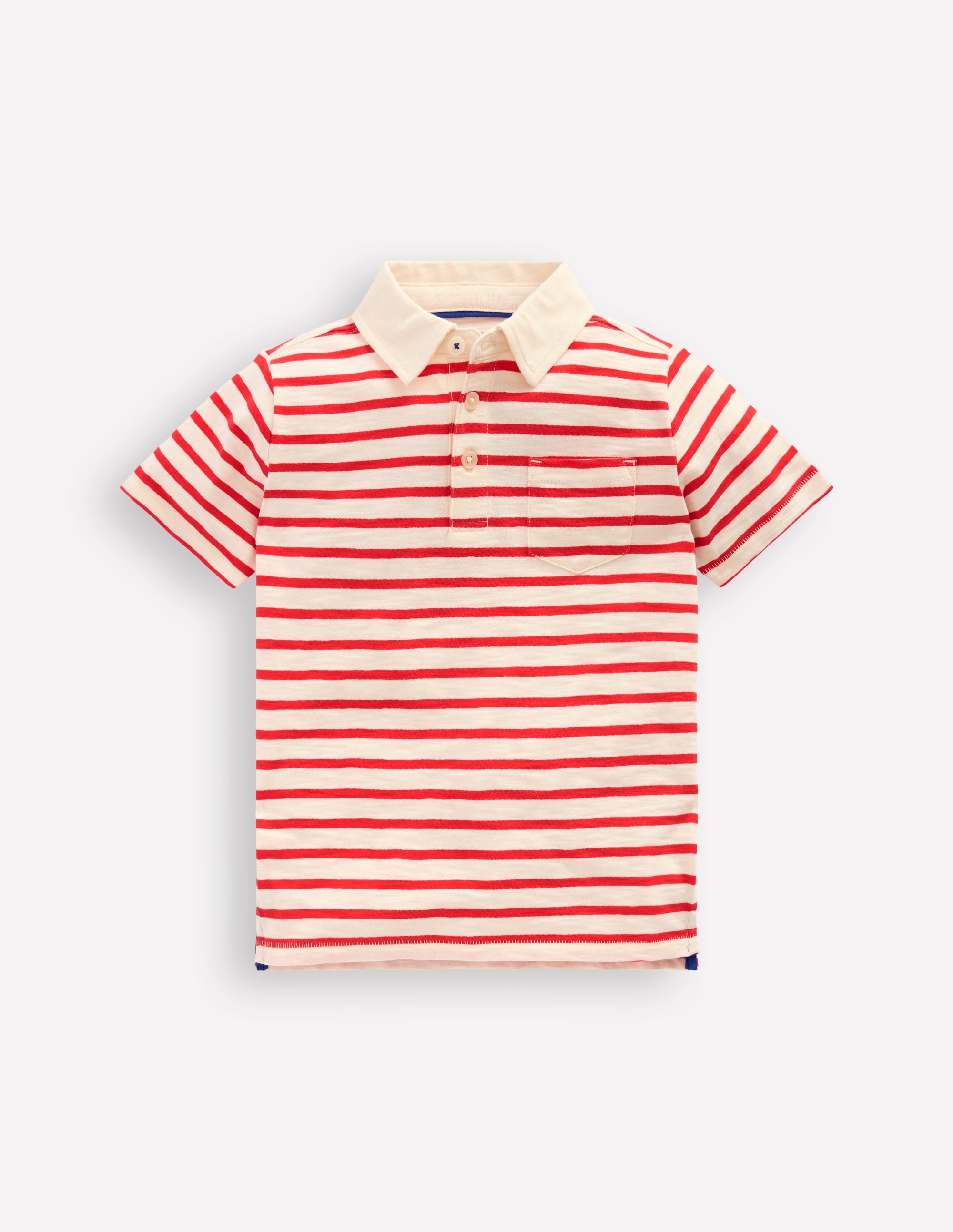 Slub Polo Shirt-Poppy Red/ Ivory - Image 1