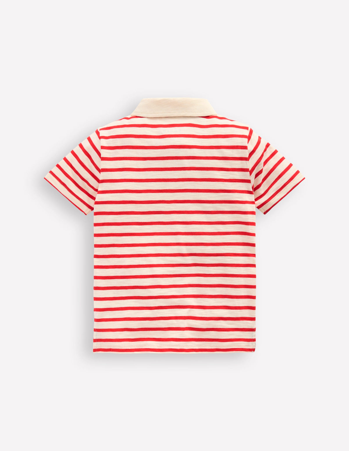Slub Polo Shirt-Poppy Red/ Ivory - Image 2