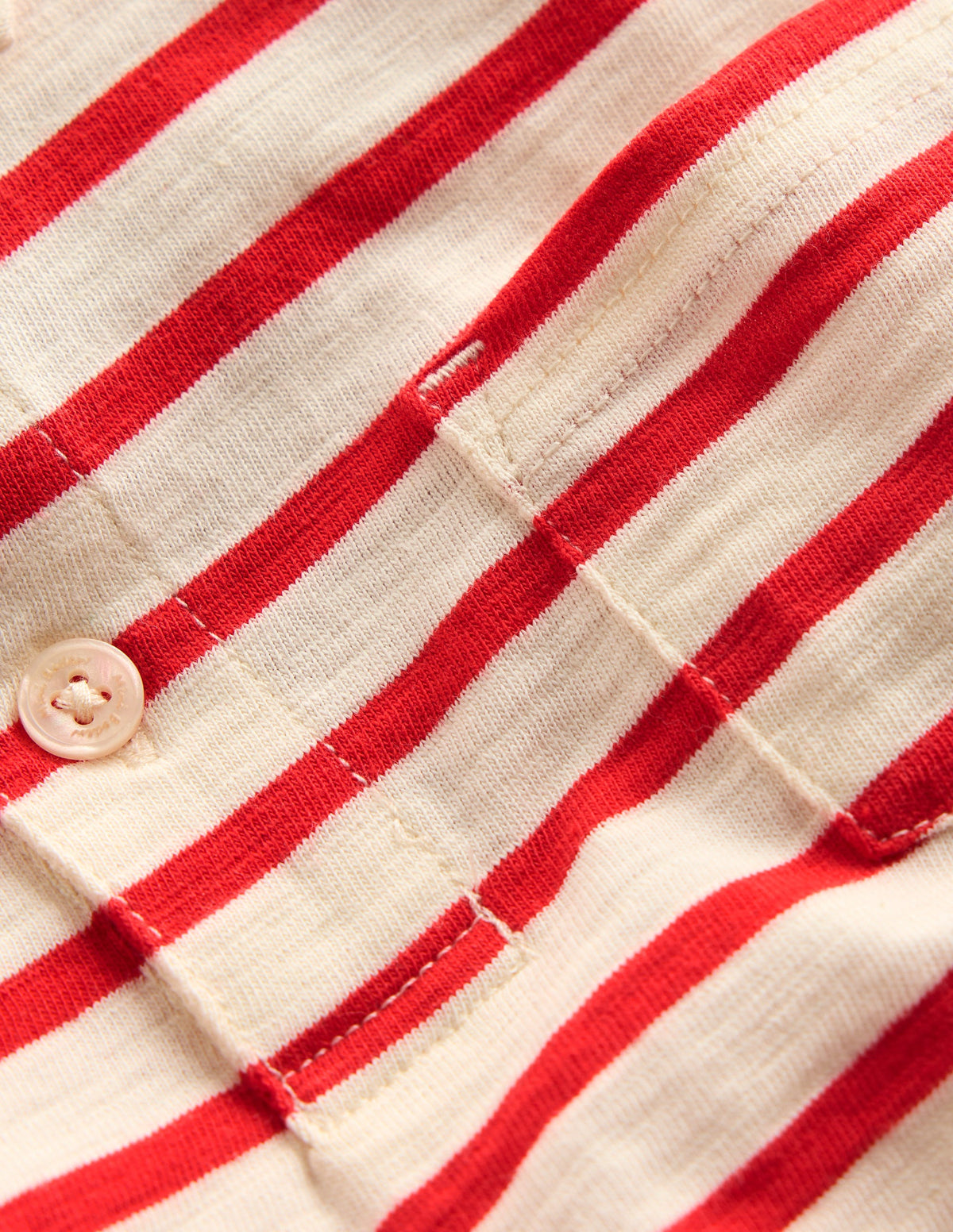 Slub Polo Shirt-Poppy Red/ Ivory - Image 3