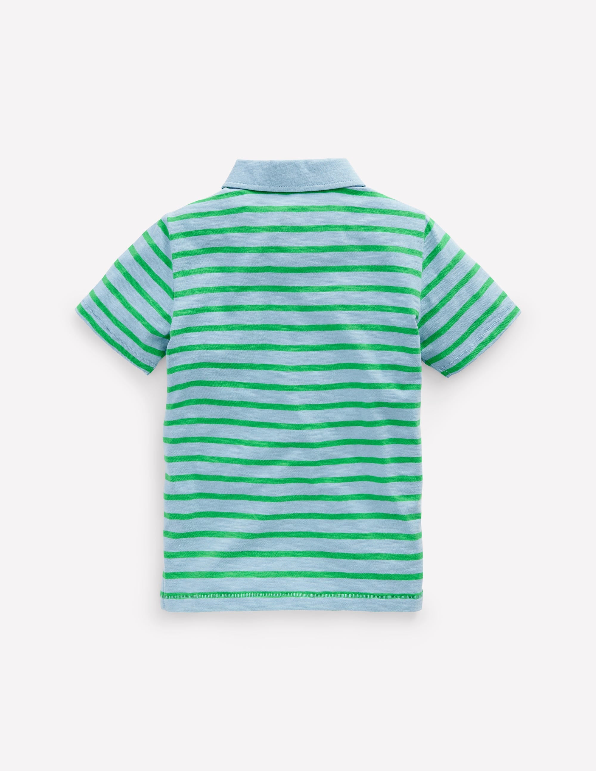 Slub Polo Shirt-Sky Blue/ Sapling Green - Image 2