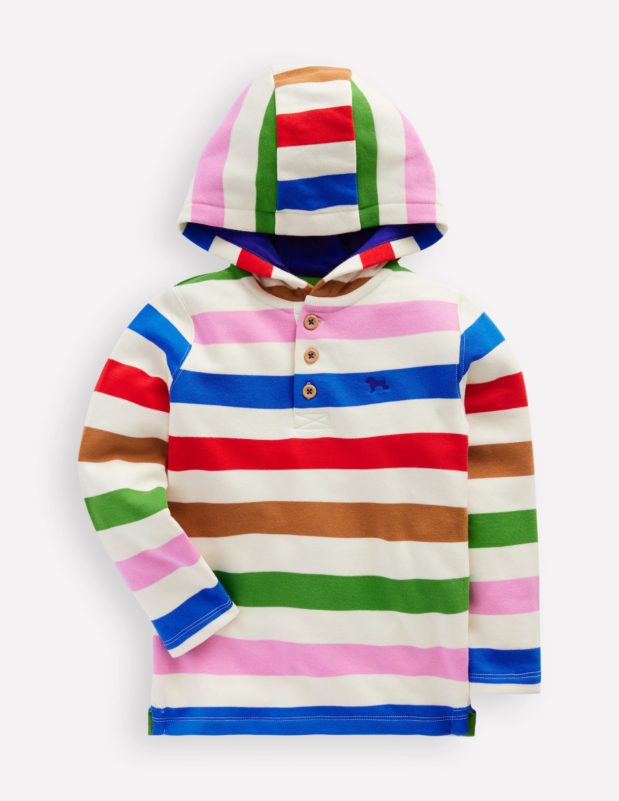 Button Down Hoodie-Gallery Blue Multi Stripe - Image 1