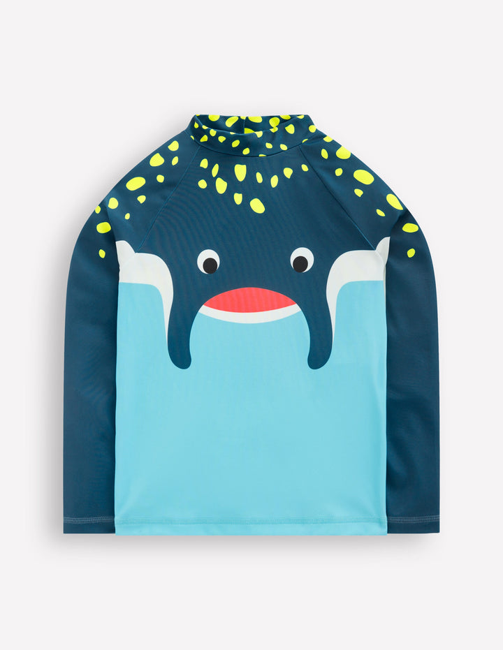 Logo Rash Vest-Caribbean Blue Stingray