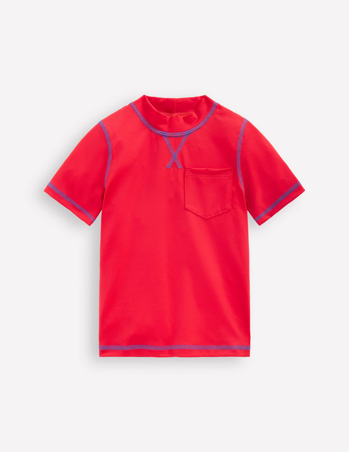 Short Sleeve Rash Vest-Poppy Red