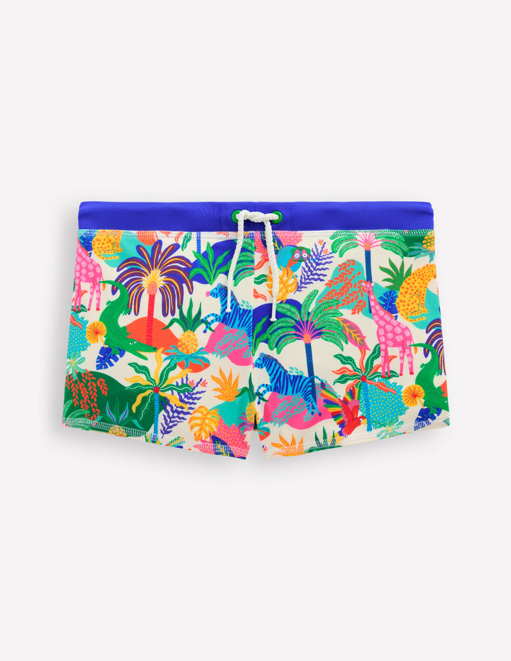 Swim Trunks-Ivory Multi Jungle