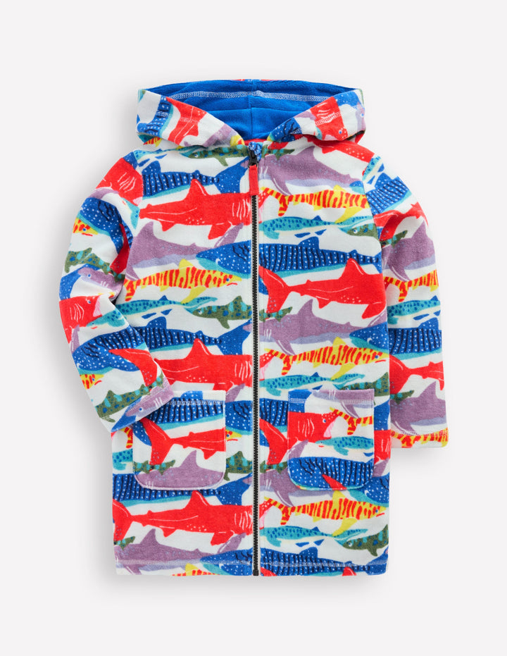 Towelling Zip-Up Throw-On-Ivory Riso Shark