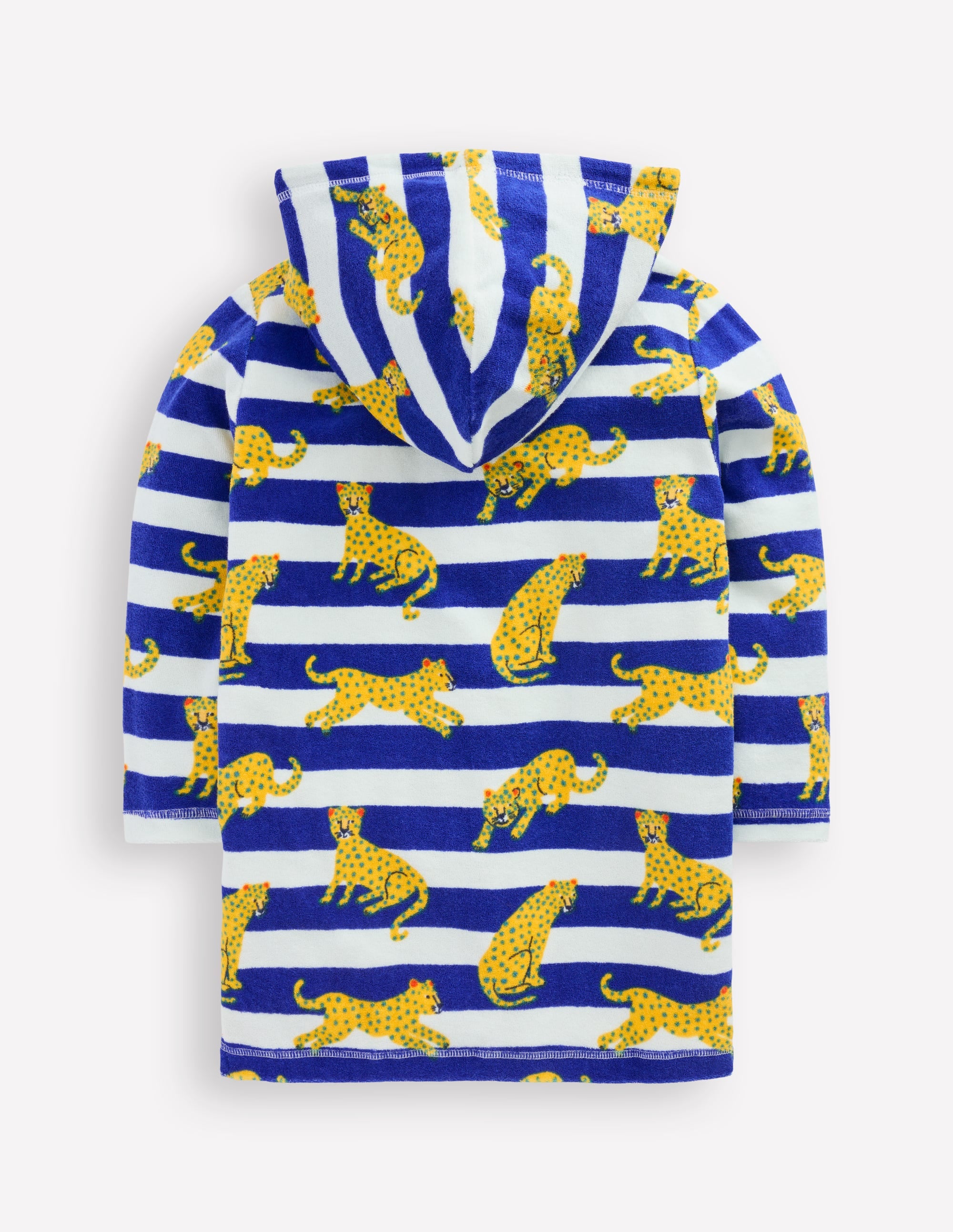 Towelling Zip-Up Throw-On-Bright Blue Leopard Stripe - Image 2