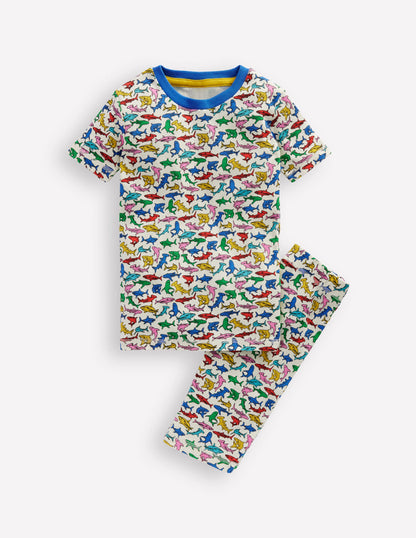Snug Short John Pyjamas-Multi Sharks-1