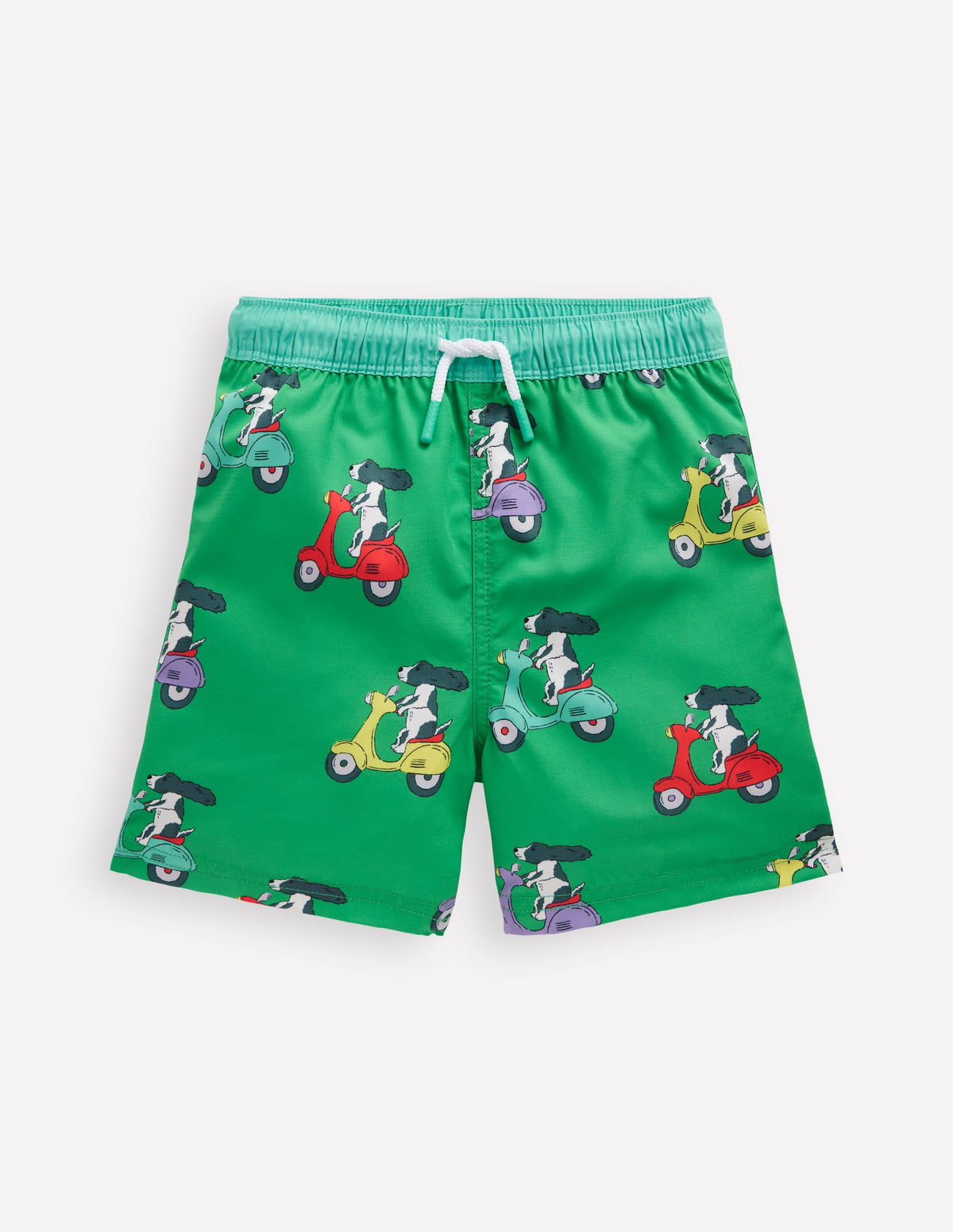 Swim Shorts-Sapling Green Puppy Scooters - Image 1
