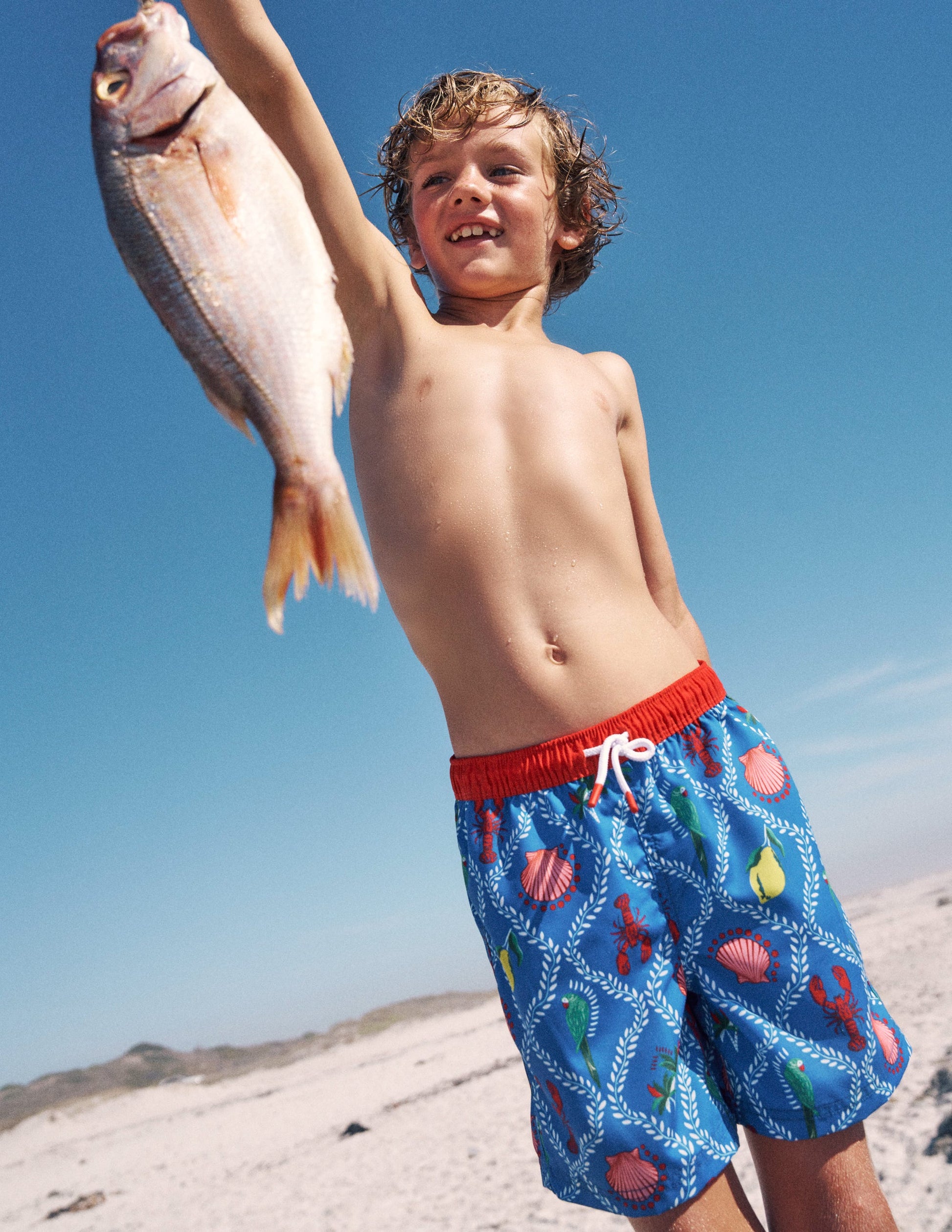 Swim Trunks Mini Boden Swim Sale Swim Shorts-Bright Blue Tropical