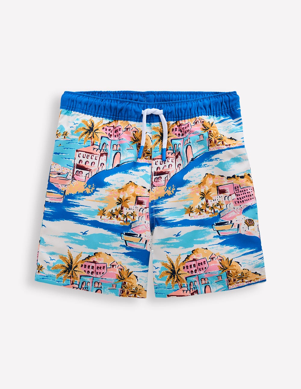 Swim Shorts-Multi Coastal Scene - Image 1