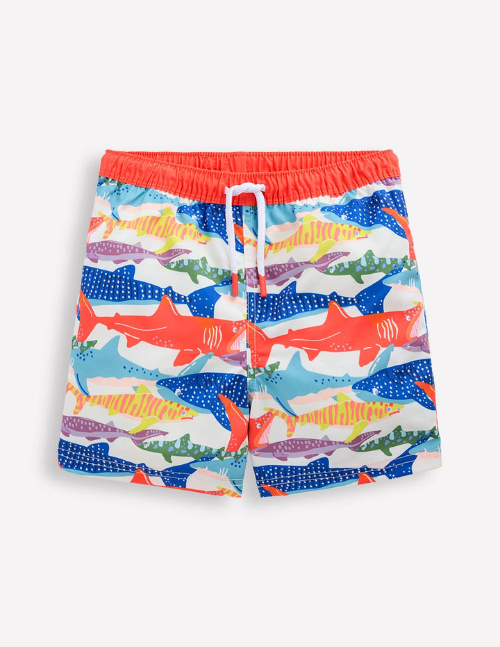 Swim Shorts-Ivory Riso Shark