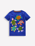 Short Sleeve Bouclé T-shirt-Bright Blue Turtles