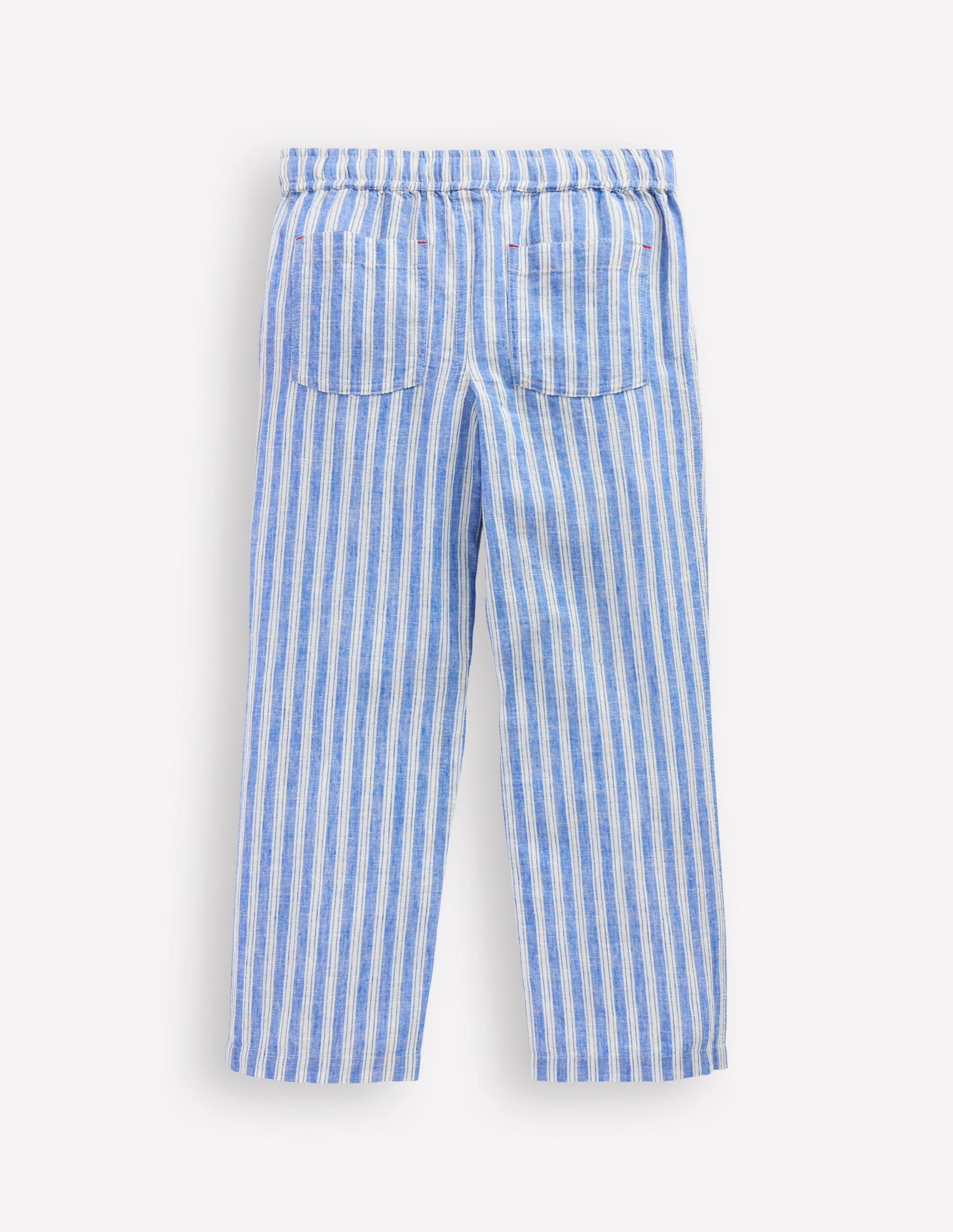 Cotton Linen Pull-on Trouser-Blue Ticking-2
