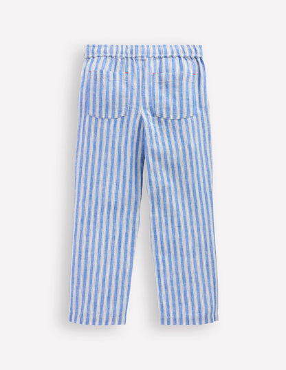 Cotton Linen Pull-on Trouser-Blue Ticking-2