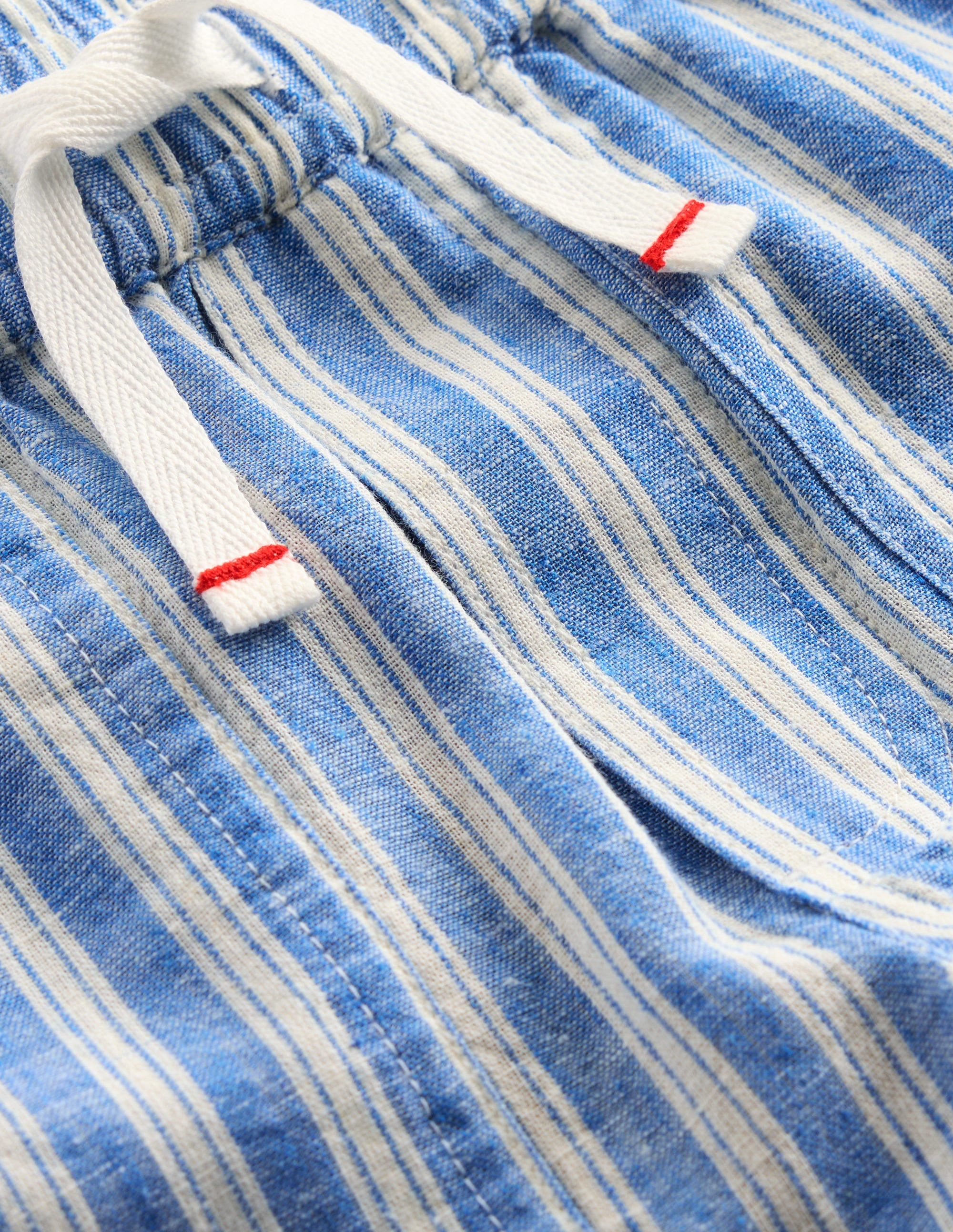Cotton Linen Pull-on Trouser-Blue Ticking - Image 3