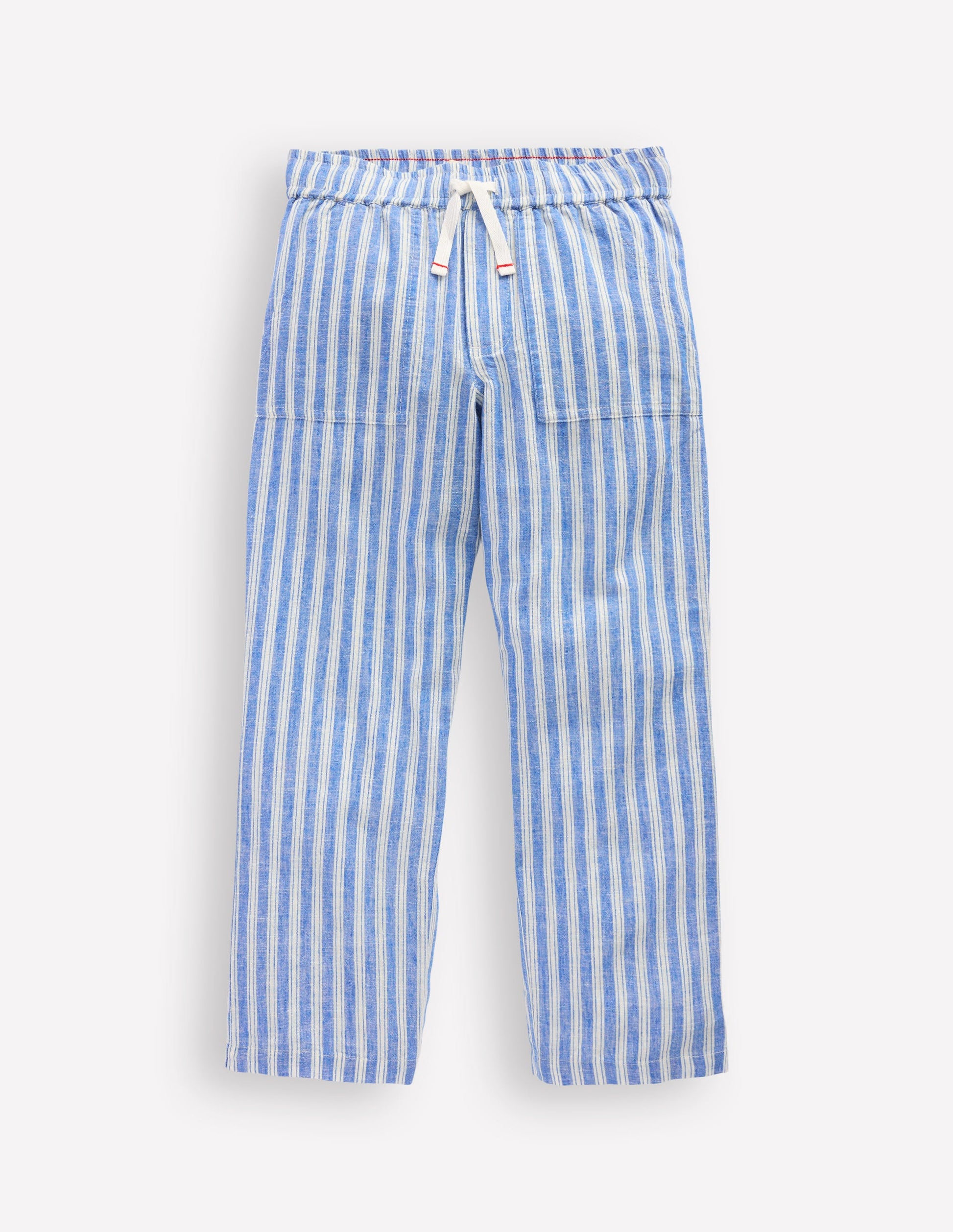 Cotton Linen Pull-on Trouser-Blue Ticking-1