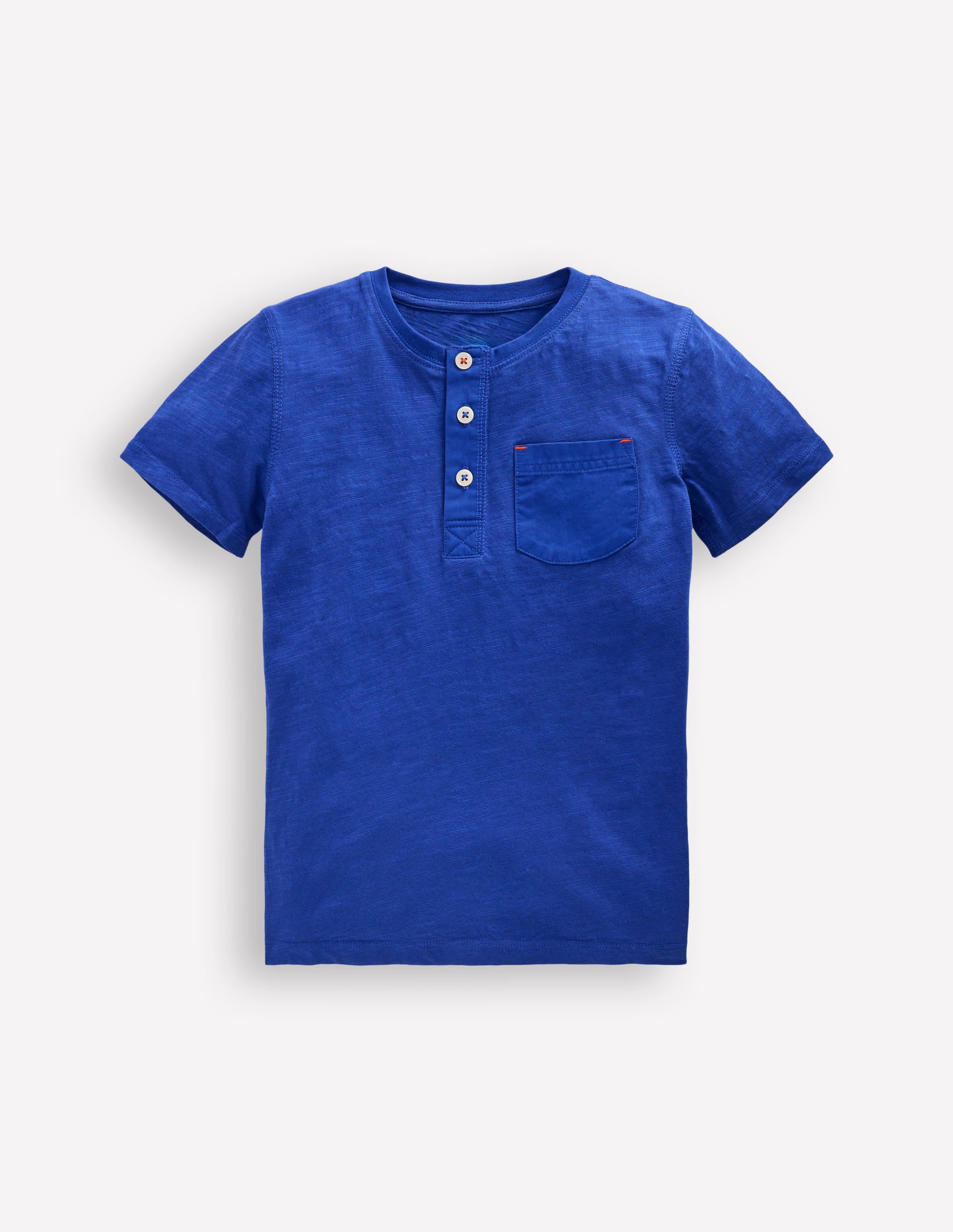Short Sleeve Henley T-Shirt-Bright Blue - Image 1