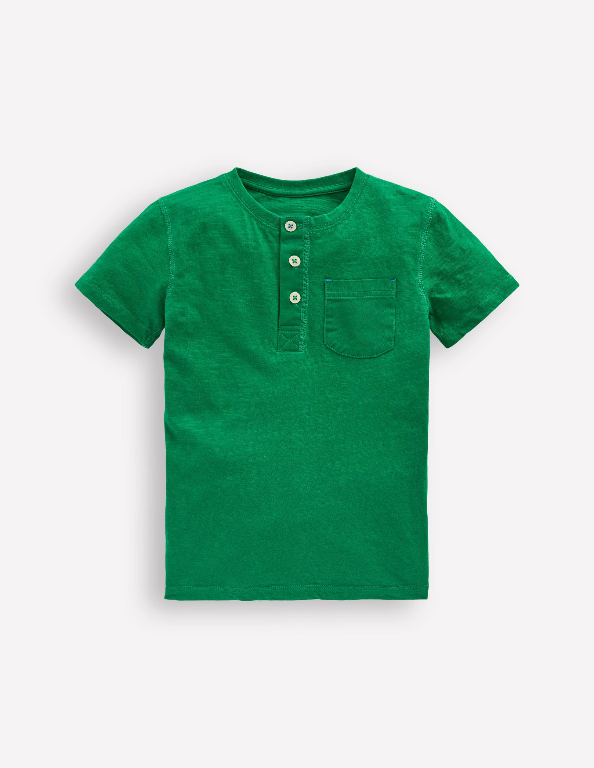 Short Sleeve Henley T-Shirt-Rich Emerald-1