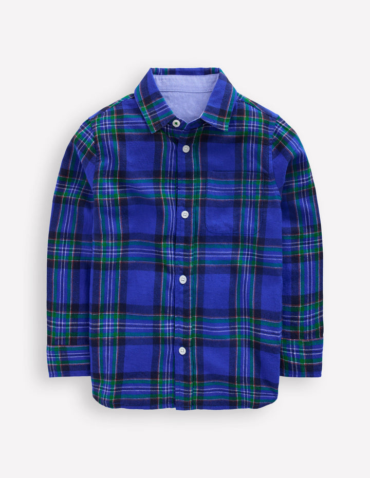 Cosy Cotton Check Shirt-Blue Check
