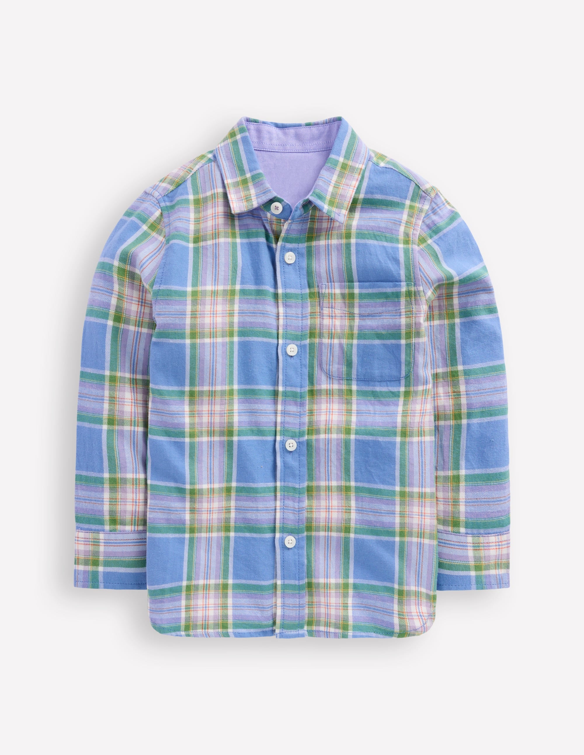 Cosy Cotton Check Shirt-Blue and Purple Check - Image 5