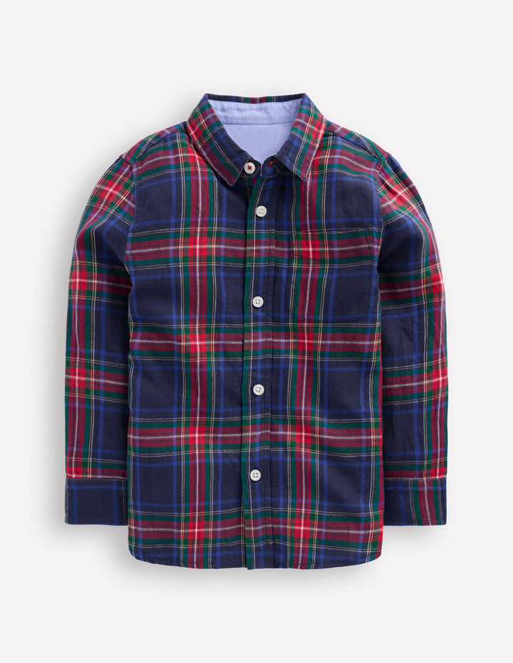 Cosy Cotton Check Shirt-Navy Check