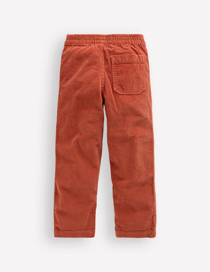 Pull-on Cord Trousers-Roasted Chestnut Brown-2