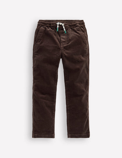 Slim Pull-On Trousers-Espresso Cord-1
