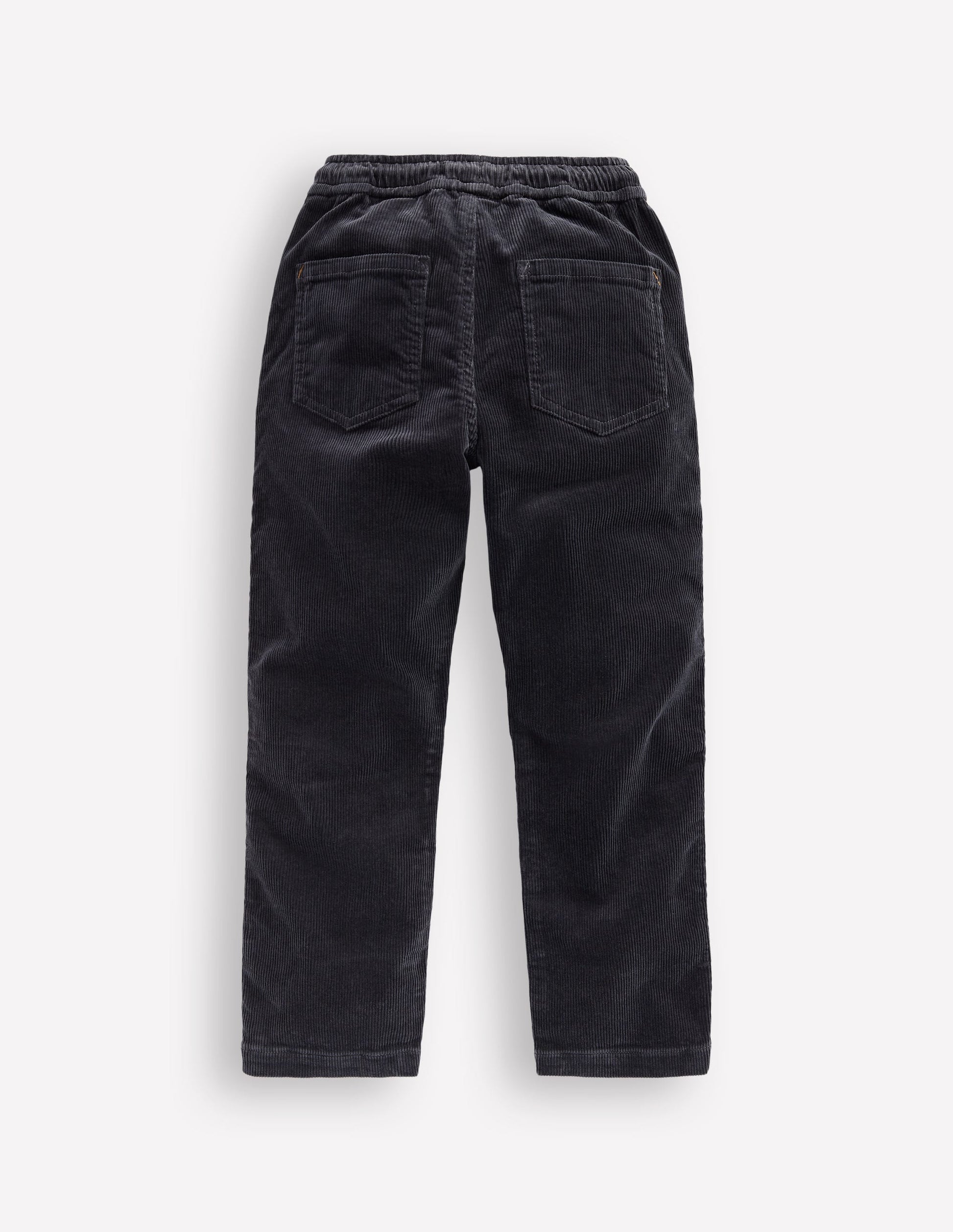 Slim Pull-On Trousers-Charcoal Cord-2