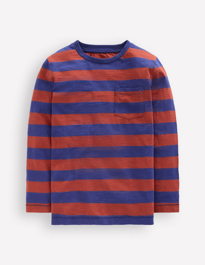 Everyday Long Sleeve T-Shirt-Starboard Blue/ Chestnut Brown-1