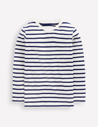 Everyday Long Sleeve T-Shirt-Soft Ivory/ College Navy-1