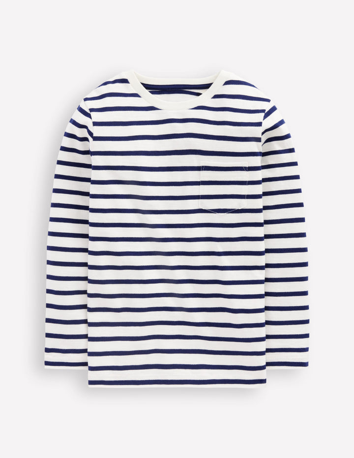 Everyday Long Sleeve T-Shirt-Soft Ivory/ College Navy