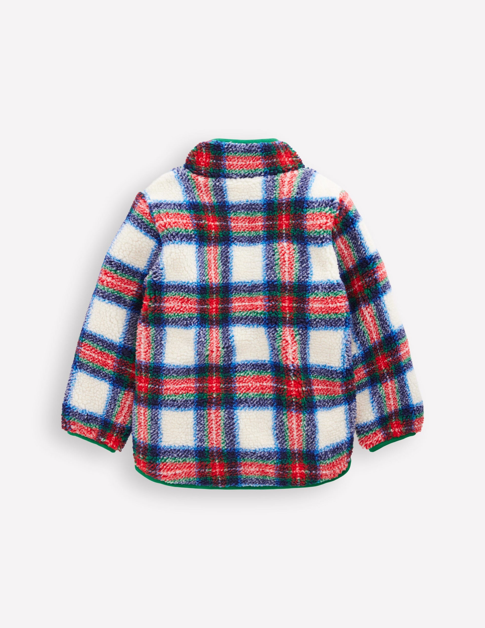 Cosy Borg Jacket-Ivory, Blue and Red Check-2