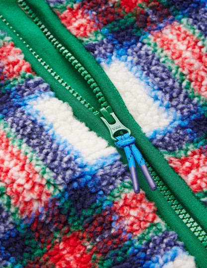 Cosy Borg Jacket-Ivory, Blue and Red Check-3