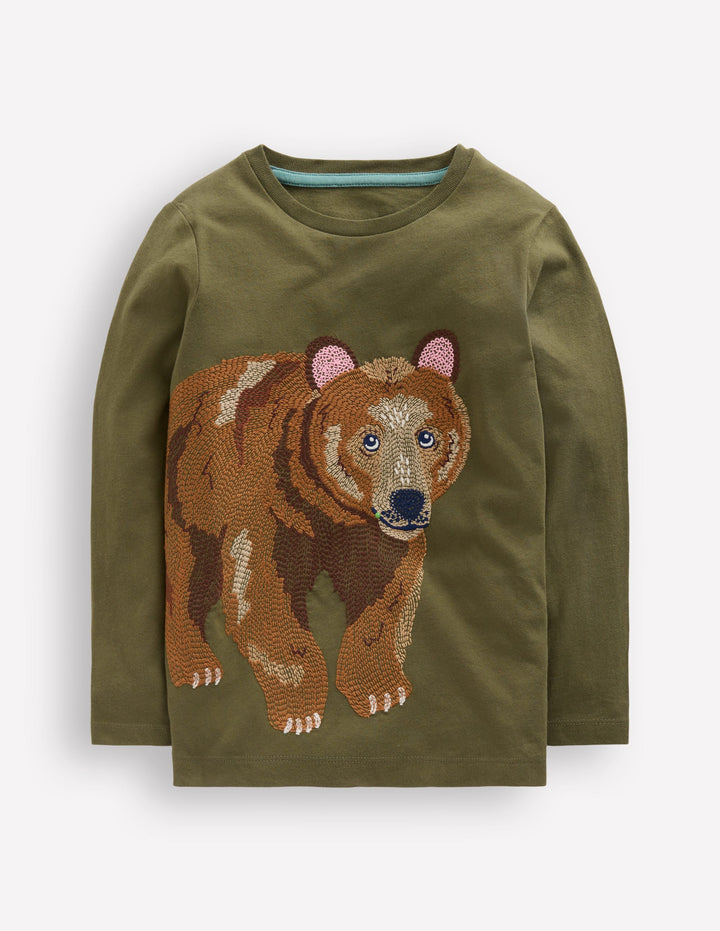 Superstitch Long Sleeve Top-Classic Khaki Bear