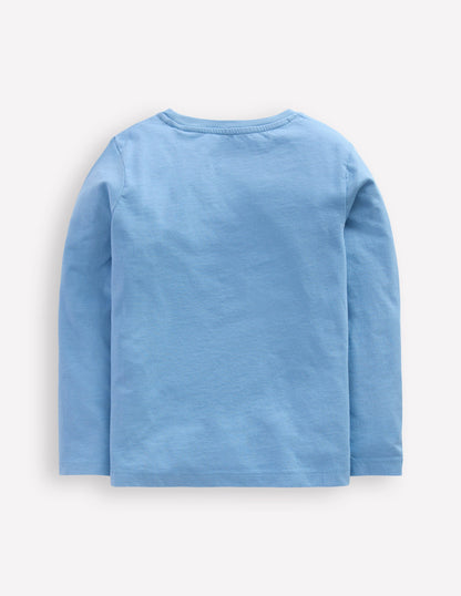 Long Sleeve Bouclé T-shirt-Seamist Blue Owl-2