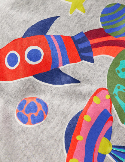 Long Sleeve Printed T-shirt-Grey Marl Space-3