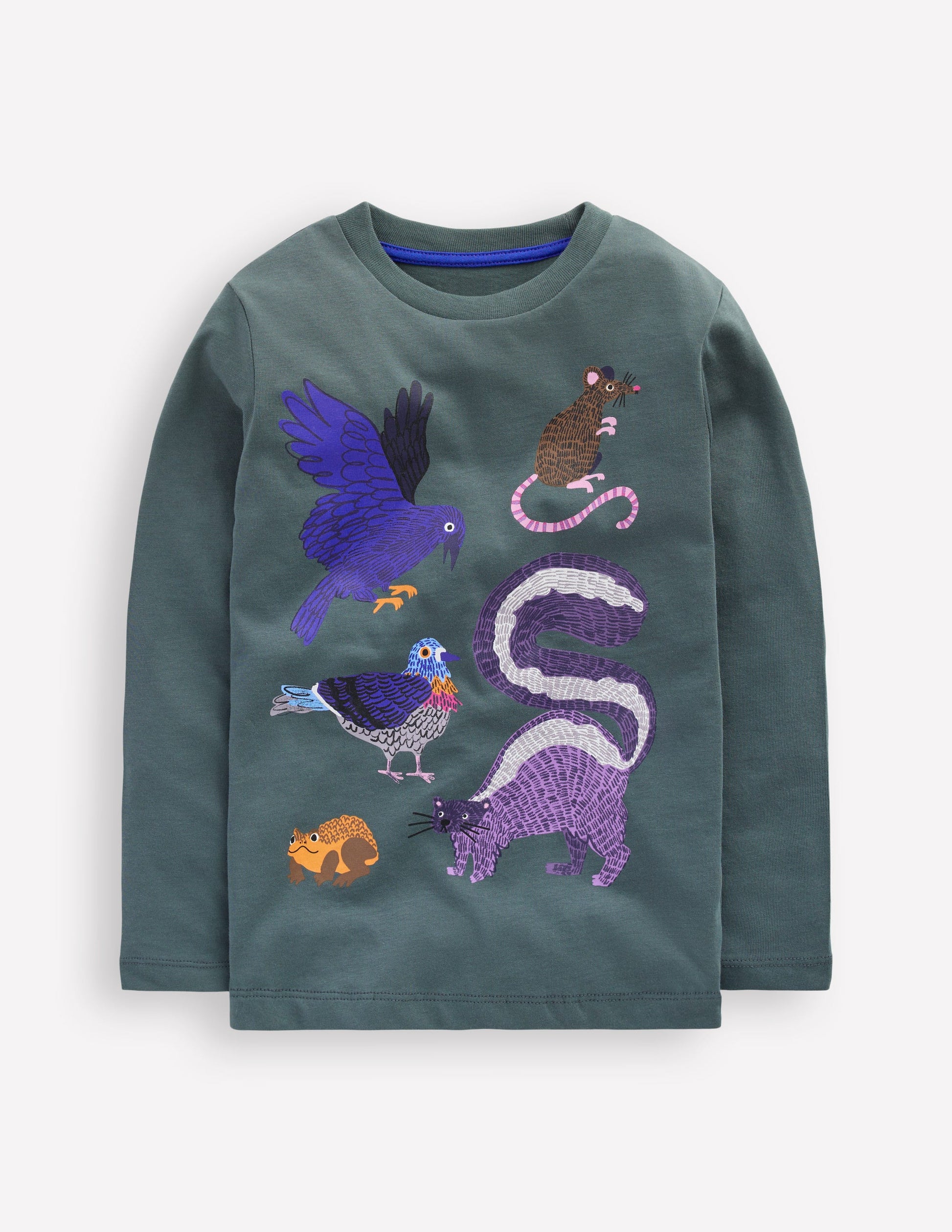 Long Sleeve Printed T-shirt-Smoke Woodland Friends-1