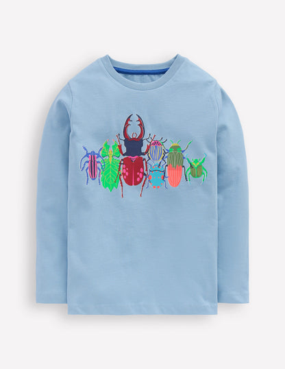 Long Sleeve Riso T-shirt-Glacier Blue Bugs-1