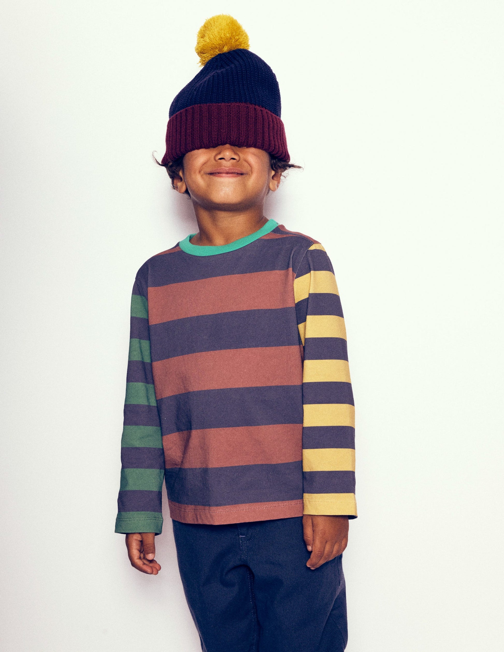 Long Sleeve Hotchpotch T-shirt-Navy Multi-4