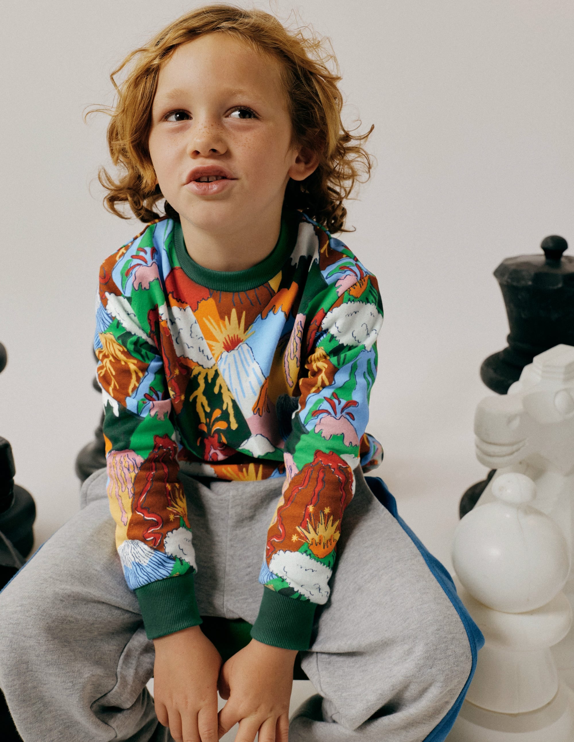 Everyday Printed Sweatshirt-Multi Volcanoes - Image 1