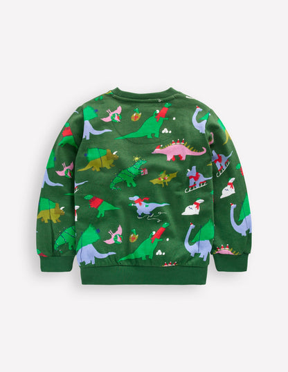 Everyday Printed Sweatshirt-Grape Leaf Christmas Dinos-2