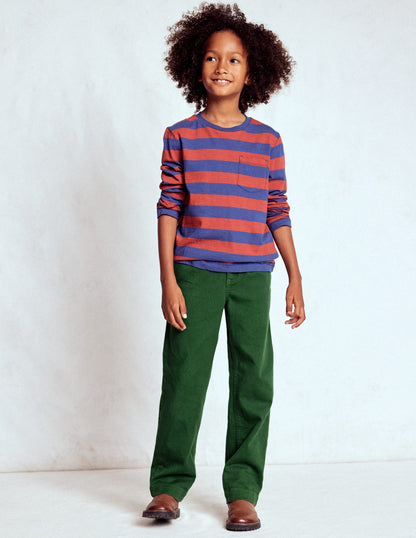 Everyday Straight Leg Trousers-Pine Green Twill-1