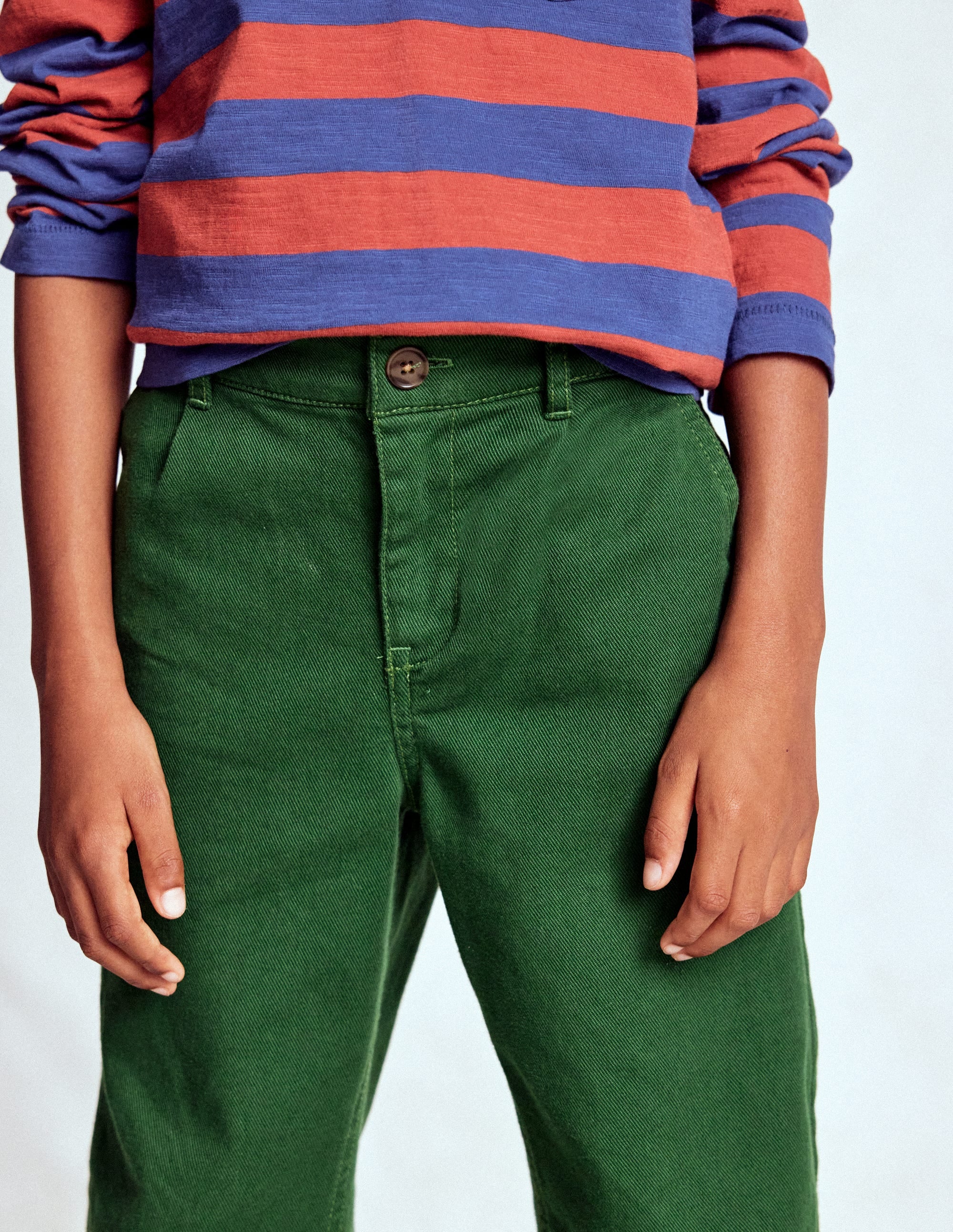 Everyday Straight Leg Trousers-Pine Green Twill - Image 2